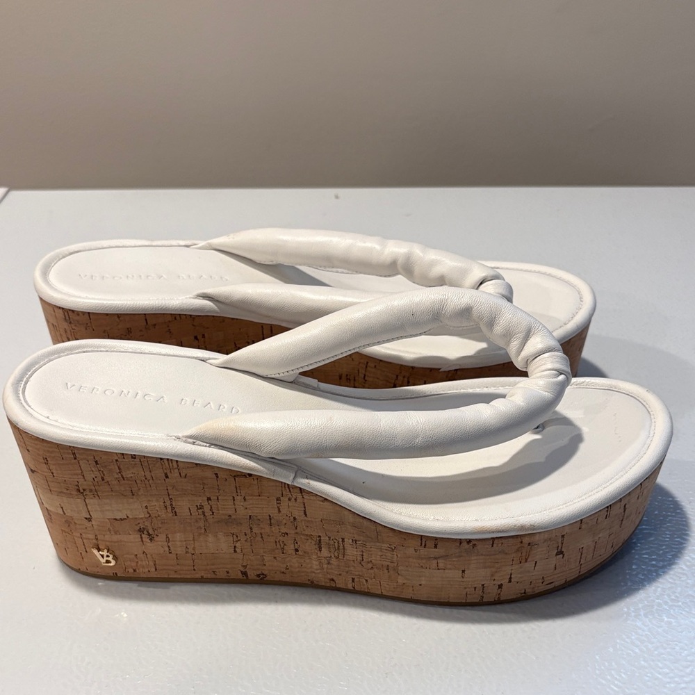 NWT Veronica Beard “Geno” Cork Wedge Leather Sandals